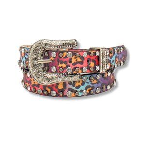 Angel Ranch Children's Crystal Studs Leopard Print Belt D130001097 Size L